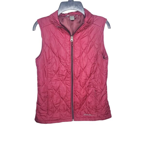 Eddie Bauer Women's XS Maroon Quilted Full Zip Up Vest Sleeveless Outerwear - Picture 1 of 11
